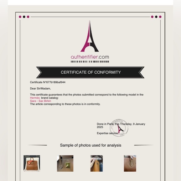 Authentic HERMES BIRKIN 35 natural brown Togo leather gold hardware with charm - Picture 16 of 16